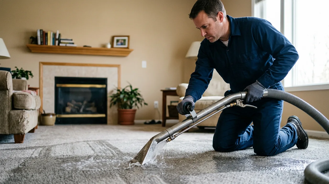 Water damage restoration technician working near Lakeview, OH